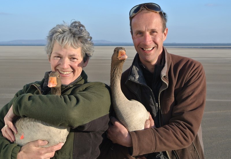 Lloyd & Rose Buck holding Brown Headed Geese